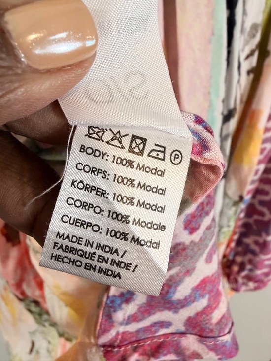 SAACHI Kimono Cocoon Water Color Print One Size Black Pink Boho Festival Casual - Picture 7 of 9